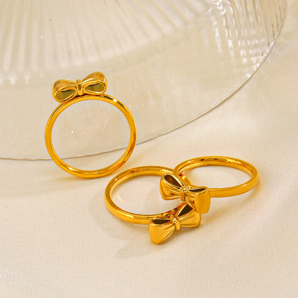 Cincin Pita Emas Wanita - Perhiasan Stainless Steel Elegan Anti Kusam, Aksesoris Fashion Trendy, Hadiah Spesial, Grosir Harga Terbaik 7