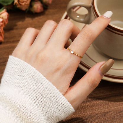 Cincin Simple Lapis Emas 18k Wanita - Perhiasan Stainless Steel Elegan Anti Kusam, Cincin Pasangan Trendy, Grosir Harga Terbaik 