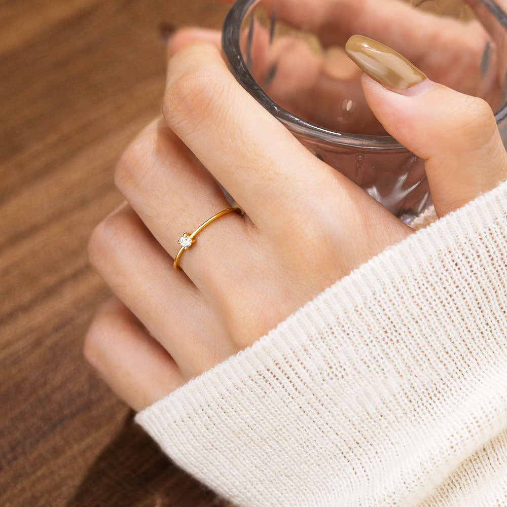 Cincin Simple Lapis Emas 18k Wanita - Perhiasan Stainless Steel Elegan Anti Kusam, Cincin Pasangan Trendy, Grosir Harga Terbaik10