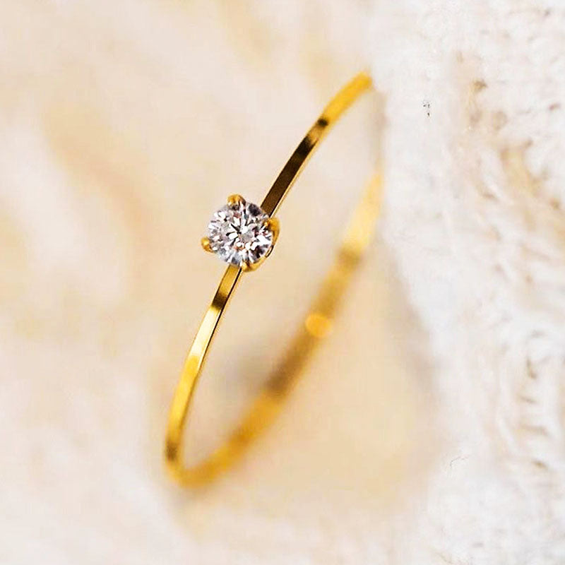 Cincin Simple Lapis Emas 18k Wanita - Perhiasan Stainless Steel Elegan Anti Kusam, Cincin Pasangan Trendy, Grosir Harga Terbaik3