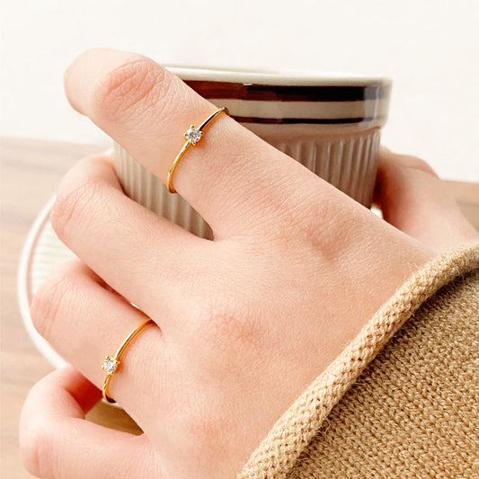 Cincin Simple Lapis Emas 18k Wanita - Perhiasan Stainless Steel Elegan Anti Kusam, Cincin Pasangan Trendy, Grosir Harga Terbaik 1