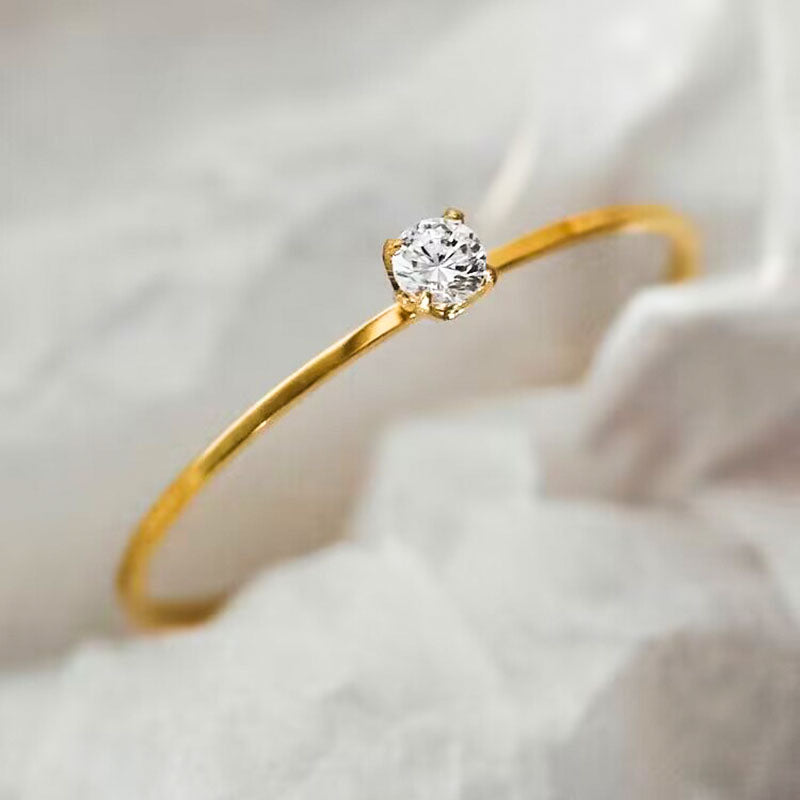 Cincin Simple Lapis Emas 18k Wanita - Perhiasan Stainless Steel Elegan Anti Kusam, Cincin Pasangan Trendy, Grosir Harga Terbaik 4