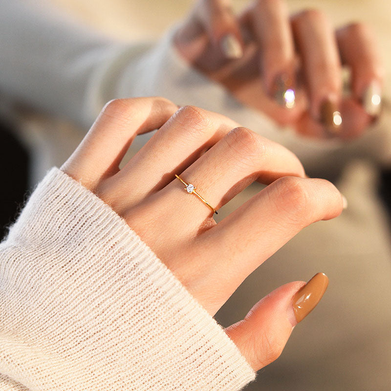 Cincin Simple Lapis Emas 18k Wanita - Perhiasan Stainless Steel Elegan Anti Kusam, Cincin Pasangan Trendy, Grosir Harga Terbaik 9