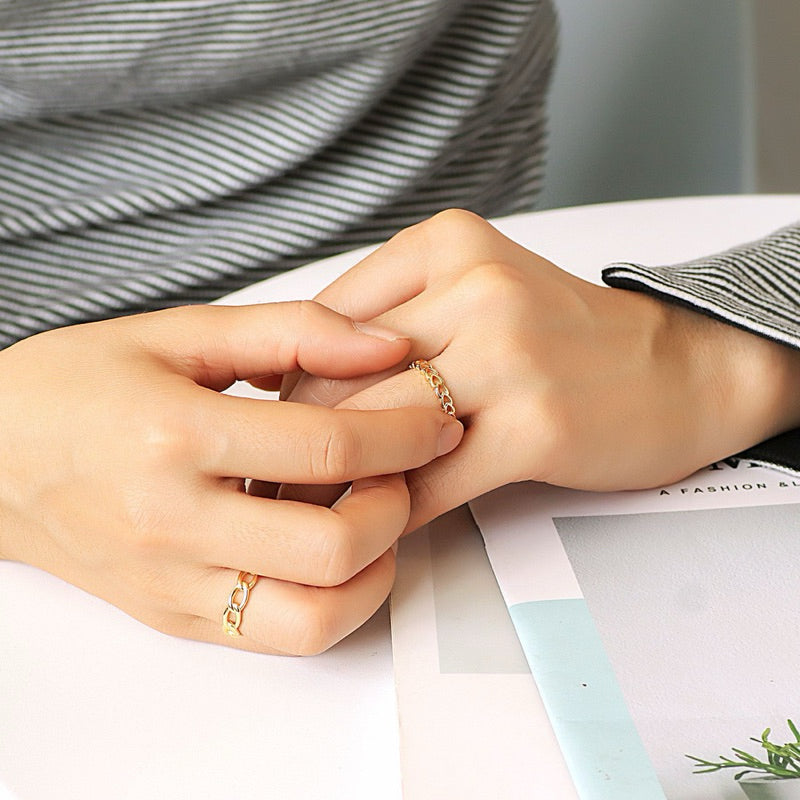 Cincin Simple Minimalis Titanium Full Hati Love Gold Silver Anti Luntur Anti Karat / Cincin Pria Wanita perhiasandirect