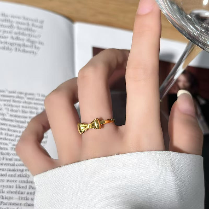 Cincin Titanium Anti Karat Busur Lucu untuk Wanita yang Cocok untuk Dipakai Sehari-hari perhiasandirect