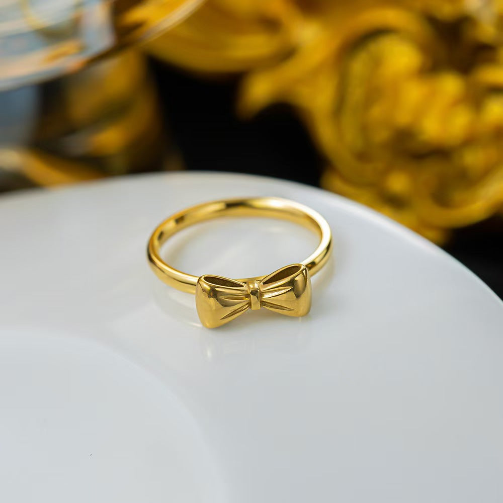 Cincin Titanium Anti Karat Busur Lucu untuk Wanita yang Cocok untuk Dipakai Sehari-hari perhiasandirect