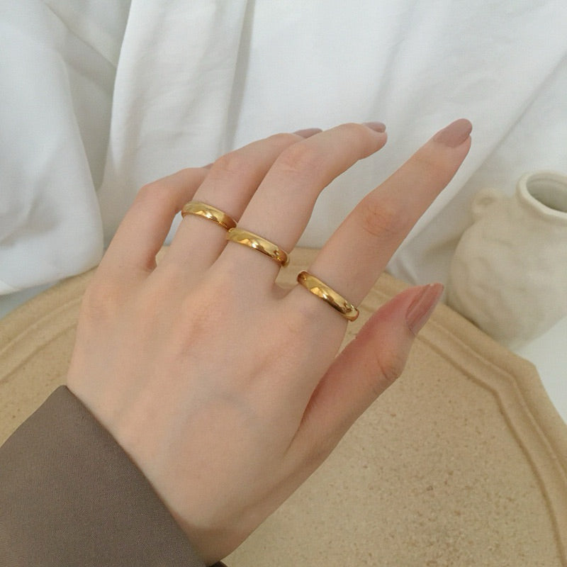 Cincin Titanium Gold 18K Mirip Emas Asli Vintgr Korea Fashion Style perhiasandirect