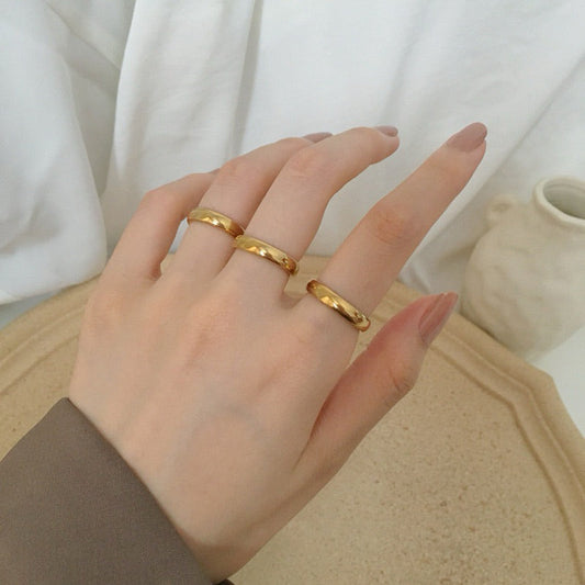 Cincin Titanium Gold 18K Mirip Emas Asli Vintgr Korea Fashion Style perhiasandirect