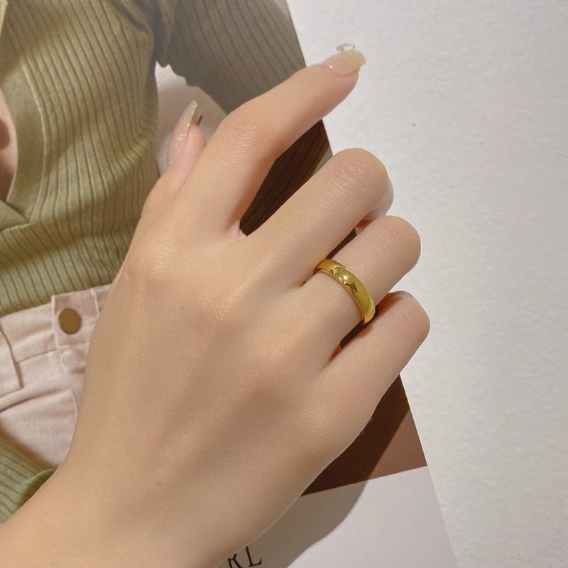 Cincin Titanium Gold 18K Mirip Emas Asli Vintgr Korea Fashion Style perhiasandirect