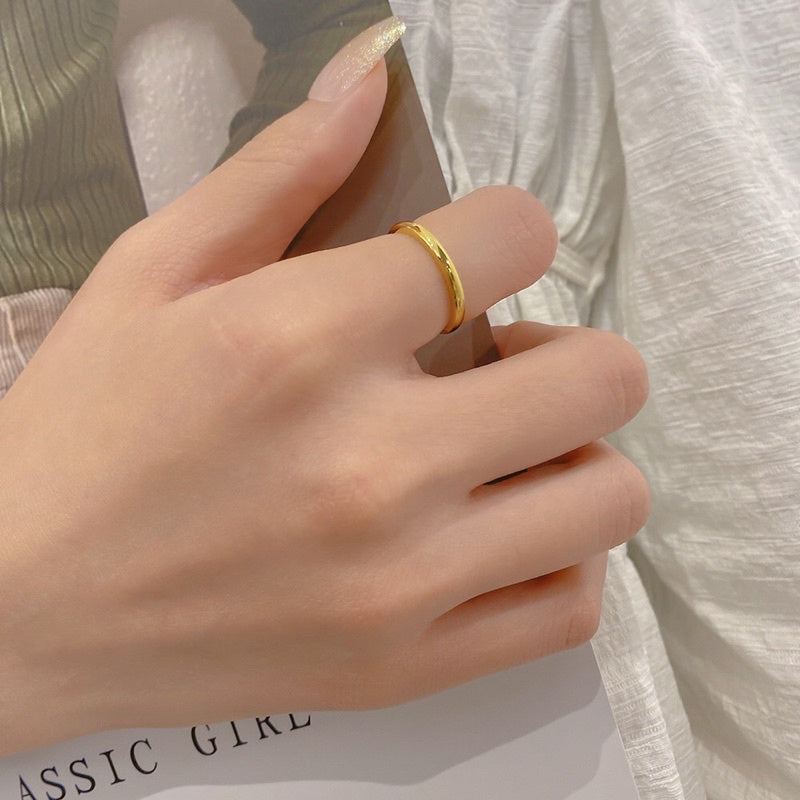 Cincin Titanium Gold 18K Mirip Emas Asli Vintgr Korea Fashion Style perhiasandirect