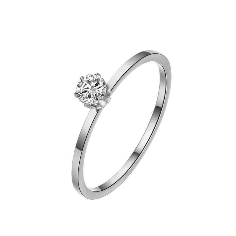 Cincin Titanium Solitaire Wanita – Anti Karat, Tidak Memudar, Hadiah Couple Elegan perhiasandirect