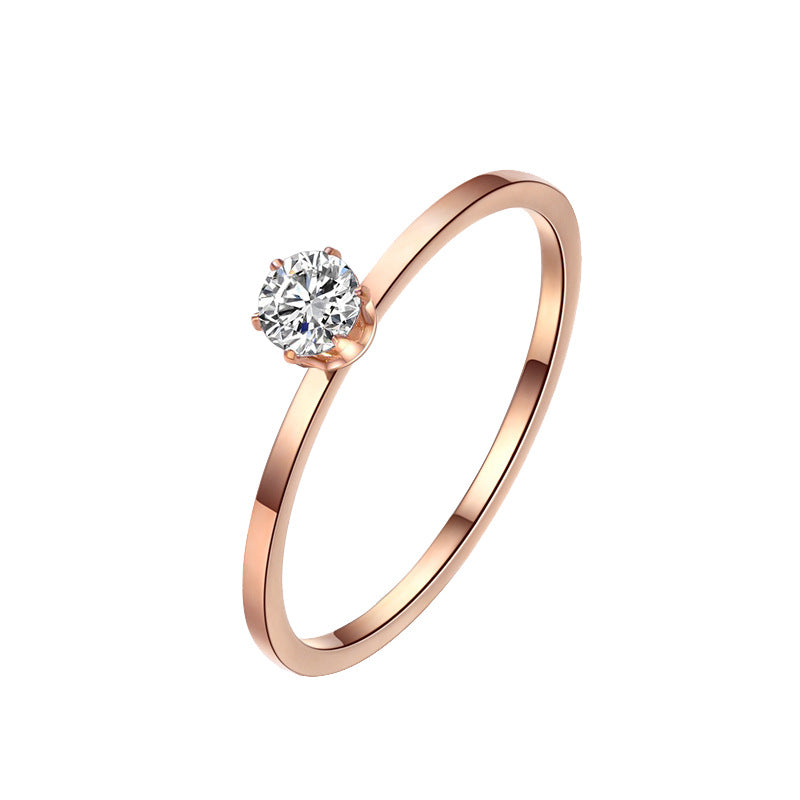 Cincin Titanium Solitaire Wanita – Anti Karat, Tidak Memudar, Hadiah Couple Elegan perhiasandirect