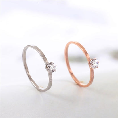 Cincin Titanium Solitaire Wanita – Anti Karat, Tidak Memudar, Hadiah Couple Elegan perhiasandirect