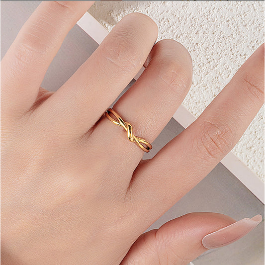 Cincin Titanium Wanita Mewah EleganAksesoris Perhiasan Korea1