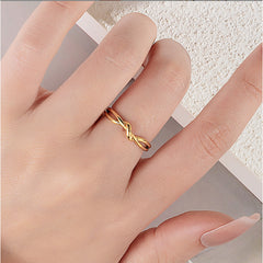Cincin Titanium Bentuk Simpul Elegan Mewah untuk Wanita Aksesoris Perhiasan Korea
