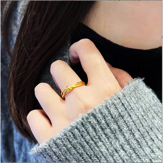 Cincin Titanium Wanita Mewah EleganAksesoris Perhiasan Korea3