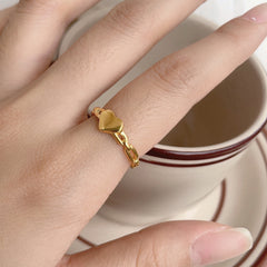 Cincin Tunangan Ekor Cinta Wanita Stainless Steel Emas 18K Ukuran