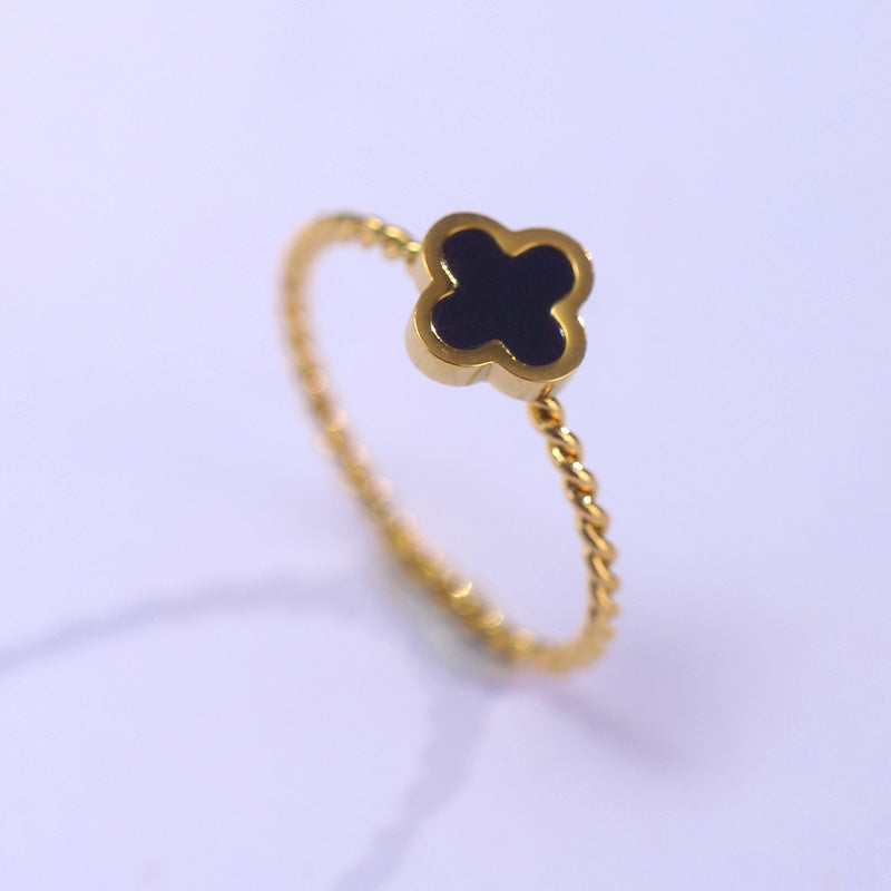 Cincin Wanita Four-leaf clover - Perhiasan Emas Anti Debu dari Baja Tahan Karat, Hadiah Istimewa, Harga Grosir Terbaik 我的商店