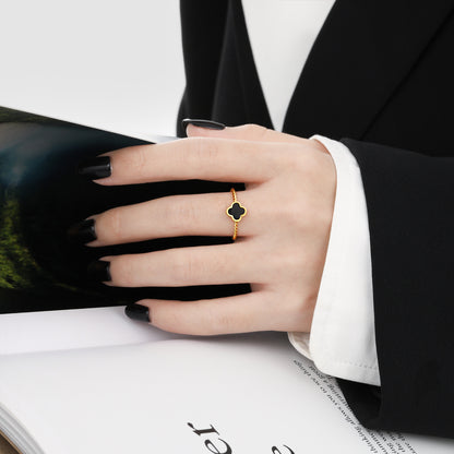 Cincin Wanita Four-leaf clover - Perhiasan Emas Anti Debu dari Baja Tahan Karat, Hadiah Istimewa, Harga Grosir Terbaik2