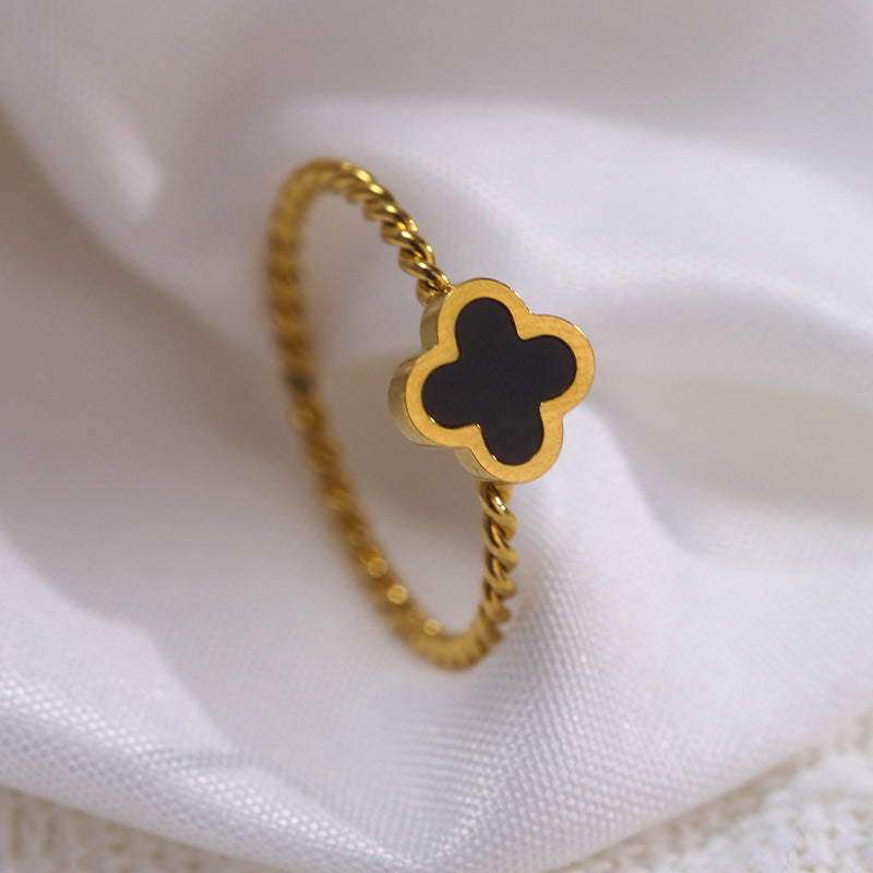 Cincin Wanita Four-leaf clover - Perhiasan Emas Anti Debu dari Baja Tahan Karat, Hadiah Istimewa, Harga Grosir Terbaik 我的商店