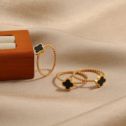 Cincin Wanita Four-leaf clover - Perhiasan Emas Anti Debu dari Baja Tahan Karat, Hadiah Istimewa, Harga Grosir Terbaik 我的商店