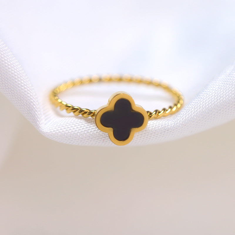 Cincin Wanita Four-leaf clover - Perhiasan Emas Anti Debu dari Baja Tahan Karat, Hadiah Istimewa, Harga Grosir Terbaik 我的商店