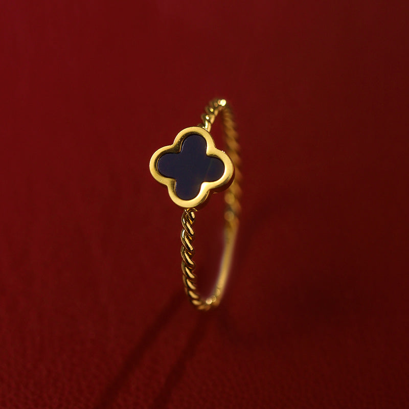 Cincin Wanita Four-leaf clover - Perhiasan Emas Anti Debu dari Baja Tahan Karat, Hadiah Istimewa, Harga Grosir Terbaik 我的商店