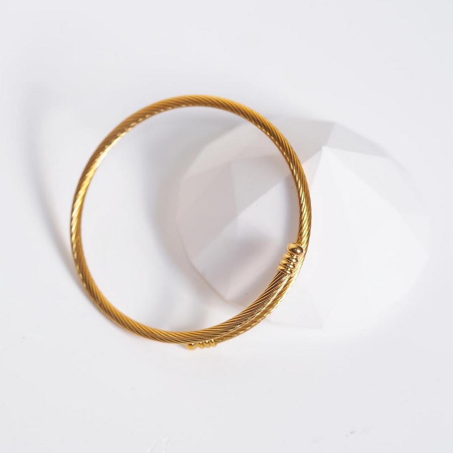 Gelang Bangle Wanita Titanium – Model Twist Basic, Elegan & Anti Karat perhiasandirect