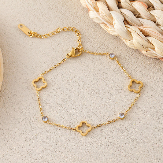 Gelang  Four-leaf clover Stainless Wanita gold Perhiasan -Bracelets, Model Terbaru Aksesoris Gold - perhiasandirect