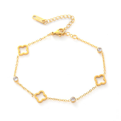 Gelang  Four-leaf clover Stainless Wanita gold Perhiasan -Bracelets, Model Terbaru Aksesoris Gold - perhiasandirect