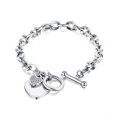 Gelang Hati Lapis Emas 18k Wanita - Perhiasan Stainless Steel Elegan, Aksesoris Harian Trendy, Hadiah Ulang Tahun, Grosir Harga Terbaik3