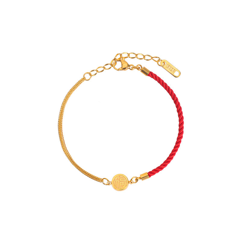 Gelang Kaki 'Fu' Wanita - Gelang Kaki Stainless Steel Anti Kusam, Rantai Emas Trendy, Aksesoris Fashion, Grosir Harga Terbaik 2