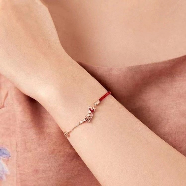 Gelang Kaki Koi Lucky Jade Tali Merah • Model Baru • Aksesoris Keberuntungan Wanita perhiasandirect
