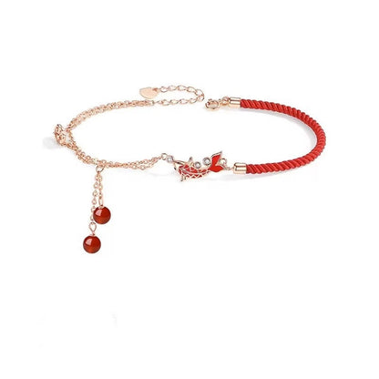 Gelang Kaki Koi Lucky Jade Tali Merah • Model Baru • Aksesoris Keberuntungan Wanita perhiasandirect
