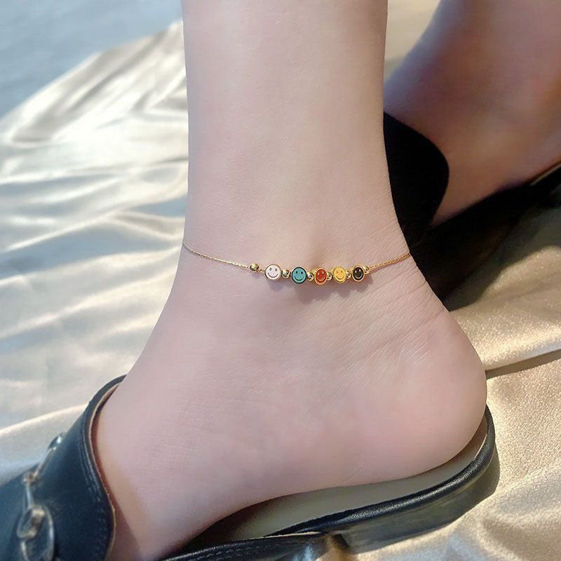 Gelang Kaki Smile Titanium Wanita • Desain Senyum Lucu • Anti Karat & Elegan perhiasandirect