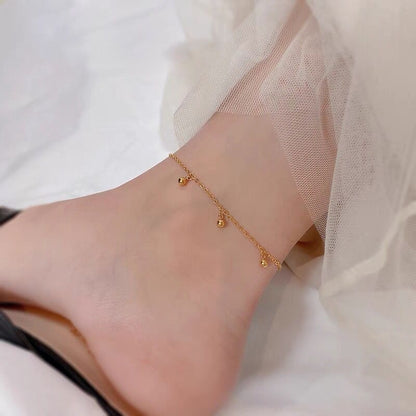 Gelang Kaki Wanita - Gelang Kaki Stainless Steel dengan Manik Emas 18k, Aksesoris Fashion Trendy Anti Kusam, Grosir Harga Terbaik 1