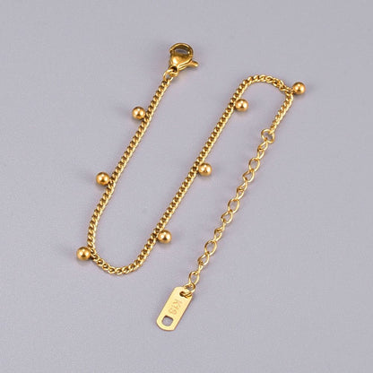 Gelang Kaki Wanita - Gelang Kaki Stainless Steel dengan Manik Emas 18k, Aksesoris Fashion Trendy Anti Kusam, Grosir Harga Terbaik 3