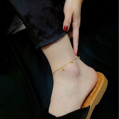 Gelang Kaki Wanita - Gelang Kaki Stainless Steel dengan Manik Emas 18k, Aksesoris Fashion Trendy Anti Kusam, Grosir Harga Terbaik 4