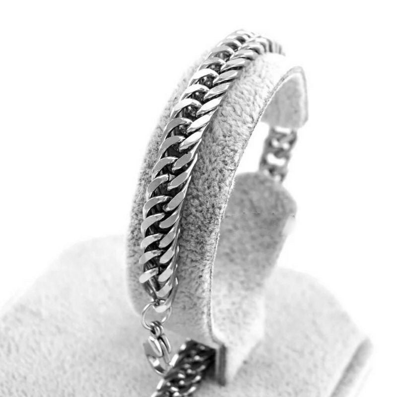 Gelang Rantai Titanium Silver Terlaris Pria Dan Wanita Anti Karat - perhiasandirect