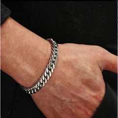 Gelang Rantai Titanium Silver Terlaris Pria Dan Wanita Anti Karat