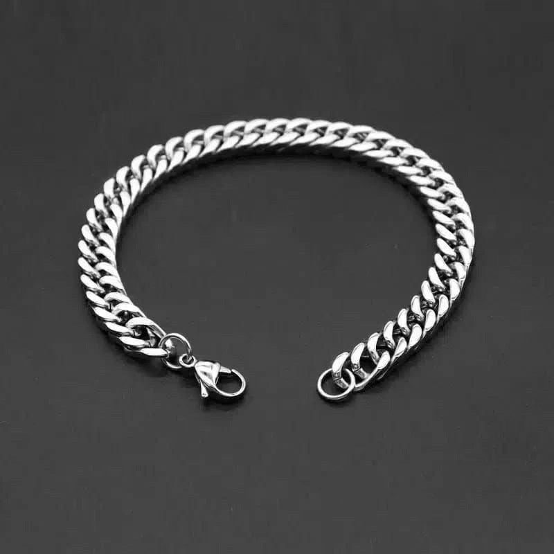 Gelang Rantai Titanium Silver Terlaris Pria Dan Wanita Anti Karat - perhiasandirect