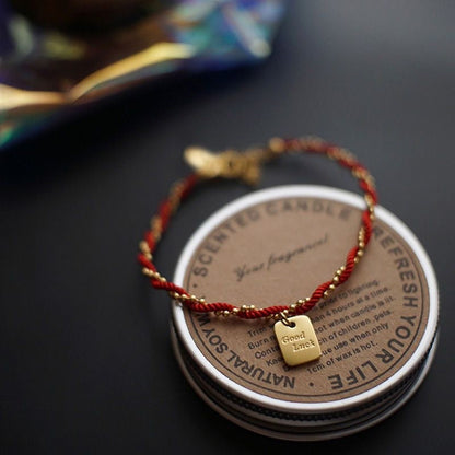 Gelang Tali Merah Keberuntungan – Baja Titanium, Gaya Korea, Hadiah Tahun Baru perhiasandirect