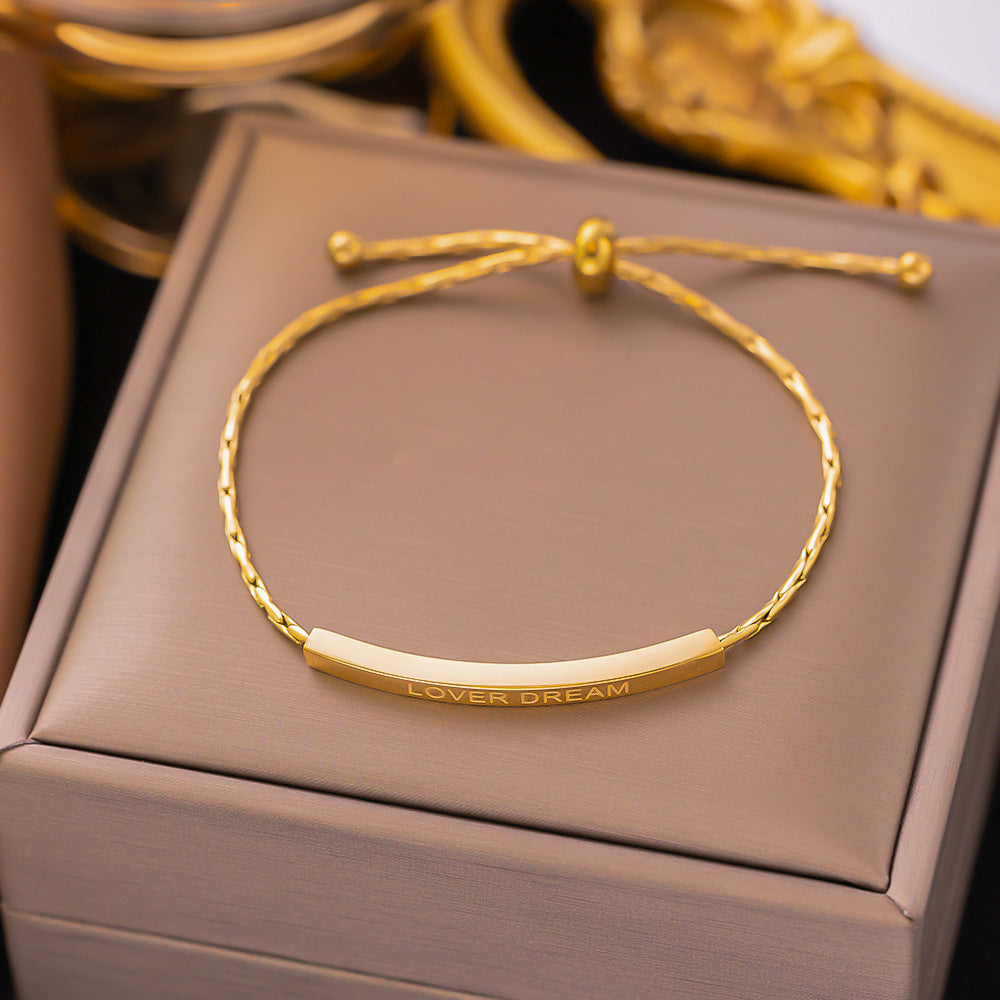 Gelang Tangan Titanium Wanita Rantai Serut Love Dream  Korean Style perhiasandirect