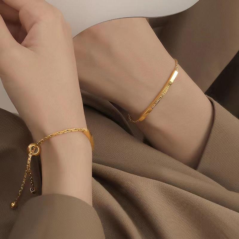 Gelang Tangan Titanium Wanita Rantai Serut Love Dream  Korean Style perhiasandirect