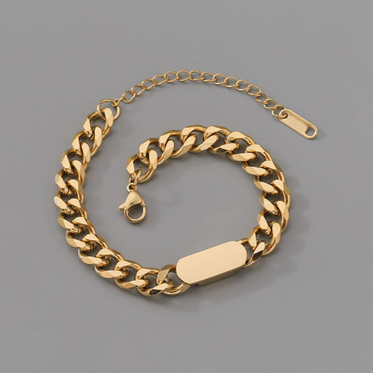 Gelang Tebal Lapis Emas 18k Wanita - Perhiasan Stainless Steel Elegan Anti Kusam, Aksesoris Harian Trendy, Hadiah Ulang Tahun untuk Pacar, Grosir Harga Terbaik1