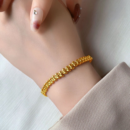 Gelang Telinga Gandum Emas – Desain Eksklusif, Titanium Mewah Ringan perhiasandirect