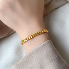 Gelang Telinga Gandum Emas – Desain Eksklusif, Titanium Mewah Ringan