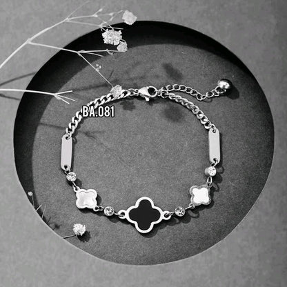 Gelang Titanium  Four-leaf Clover Wanita Kekinian  Anti Karat Tidak Luntur Fashion Wanita perhiasandirect