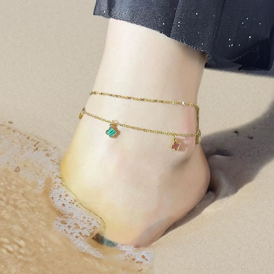Gelang Titanium Warna-warni Motif Four-leaf Clover • Gaya Korea Kekinian • Anti Karat & Elegan perhiasandirect