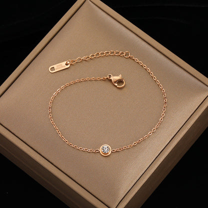 Gelang Wanita Titanium Liontin Berlian Tunggal – Elegan & Anti Karat perhiasandirect